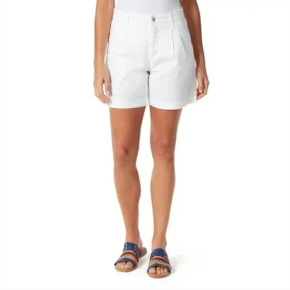 Gloria Vanderbilt Pleated Short Size 14 Vintage White Solid - Picture 1 of 6